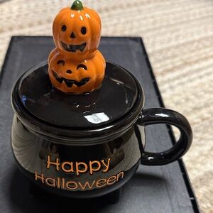 Cheryl’s Cookies Cauldron Happy Halloween Pumpkin Mug with Lid